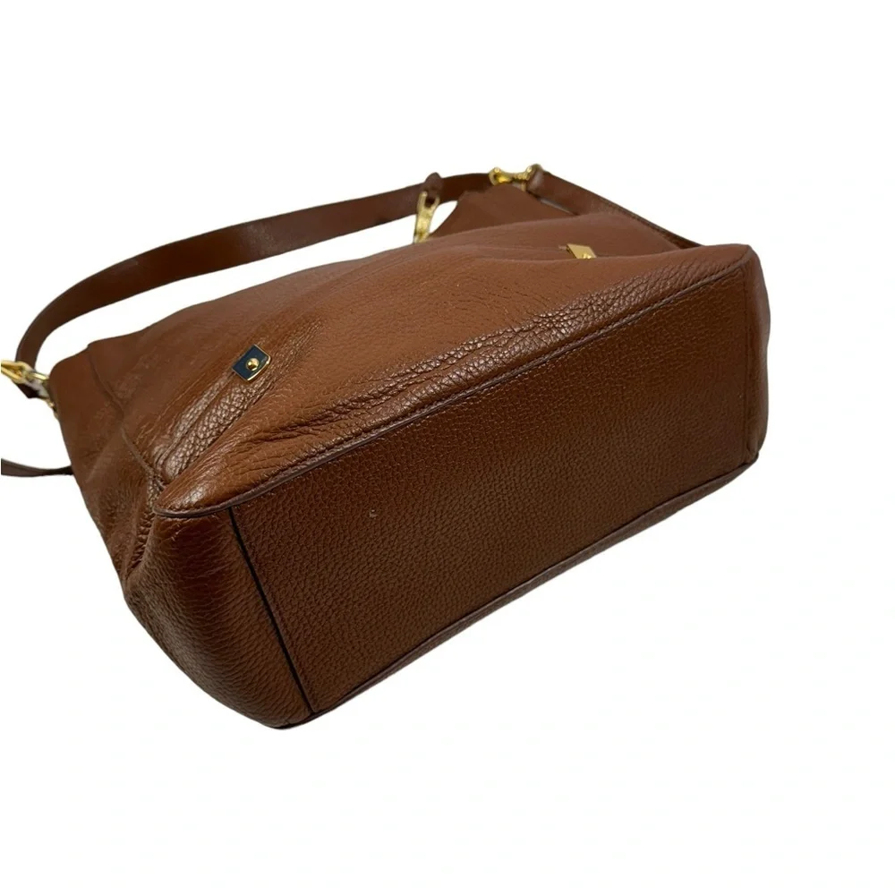 Lauren Ralph Lauren Brown and Gold Satchel - Picture 7 of 12